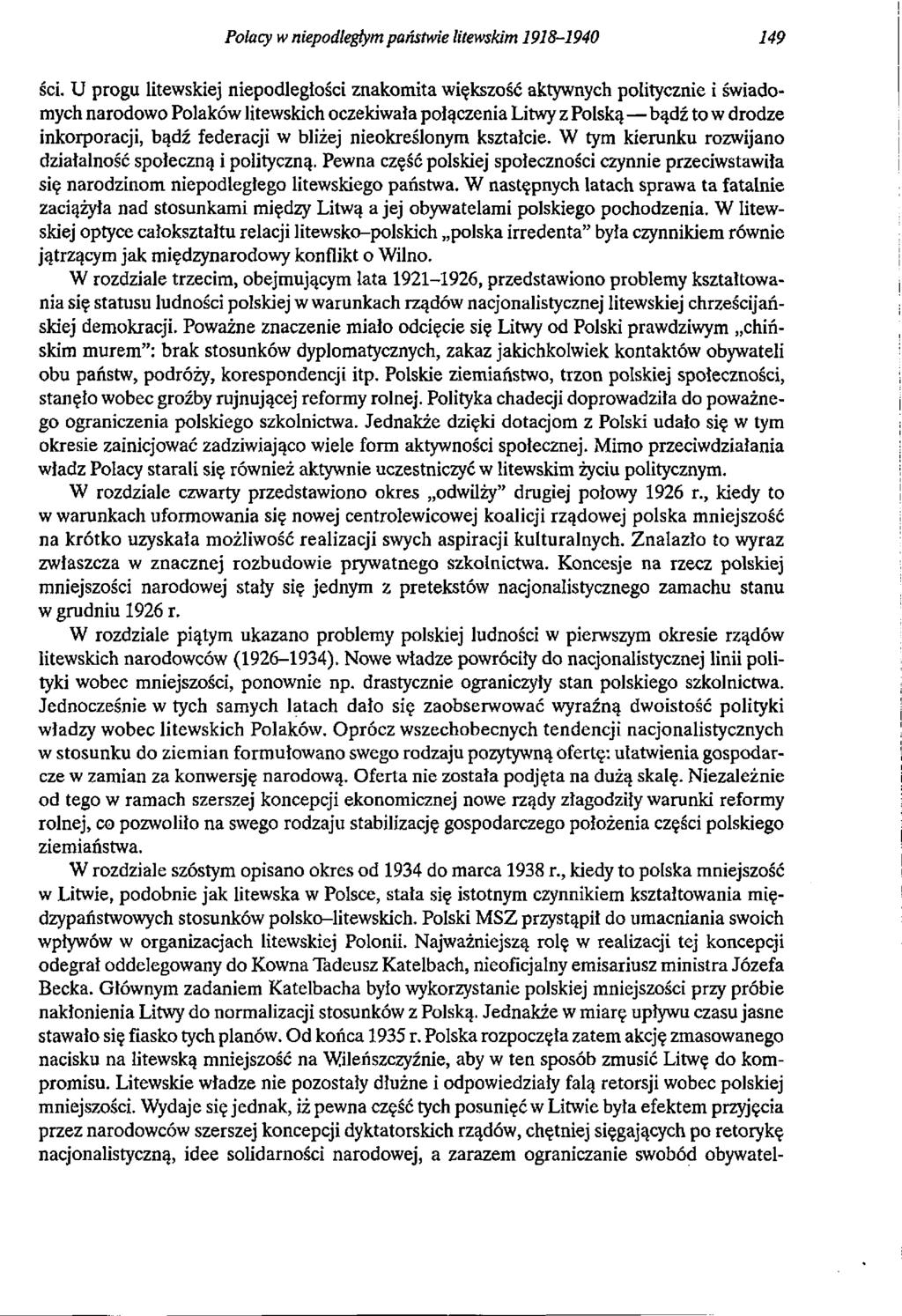Polacy w niepodległym państwie litewskim 1918-1940 149 ści.