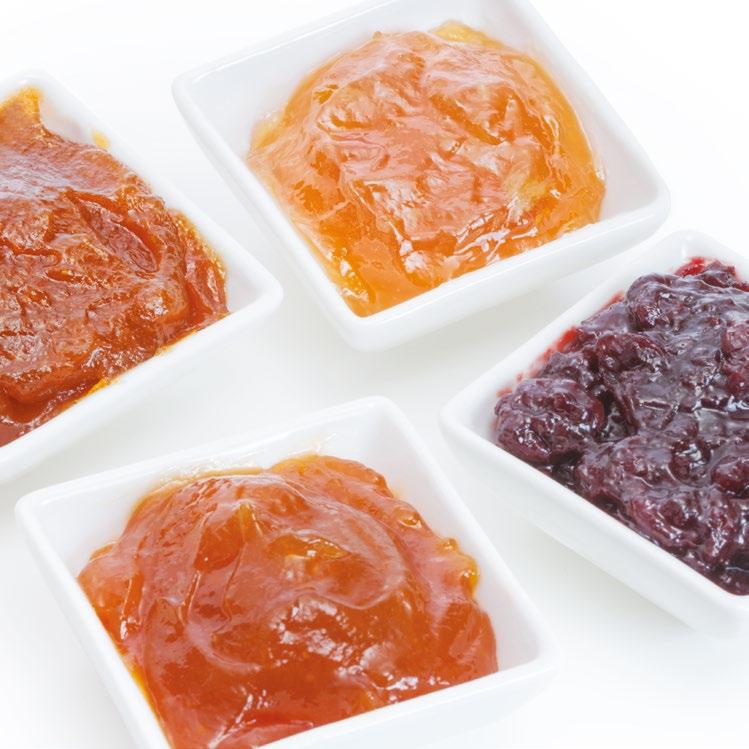 Wśród tych produktów wyróżniają się specjały z kawałkami owoców i nowa gładka konfitura morelowa z 70% zawartością owoców, od zawsze bardzo poszukiwana na rynku.