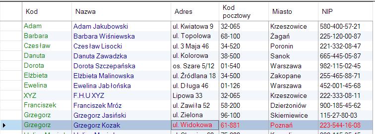 9 - Lista Domyślna 10 - Lista Rozwinięta