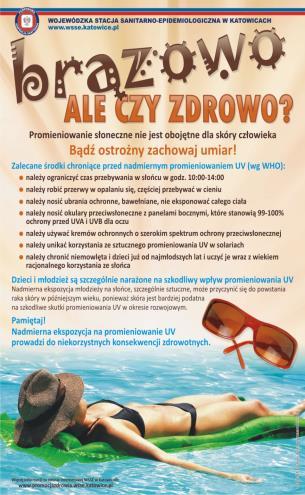 na problemy zdrowotne wynikające z nieodpowiedzialnego korzystania z promieniowania ultrafioletowego (UV) w