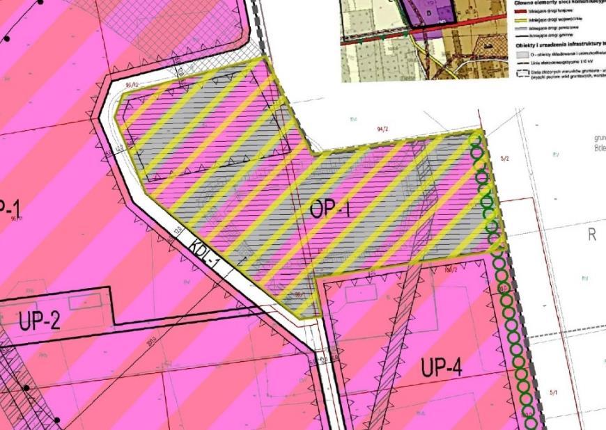 Przeznaczenie terenów UP-1 UP-2 UP-3 OP-1 ustala się: przeznaczenie podstawowe teren rekultywowanego składowiska odpadów, zabudowy produkcyjnej, składów, magazynów, przy czym zakazuje się lokalizacji