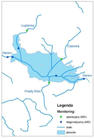 MAPA 3.2.1.3 MONITORING ZBIORNIKA SIEMIANÓWKA LOKALIZACJA PUNKTÓW POMIAROWYCH W LATACH 2010 2012.
