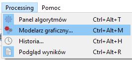 różnych algorytmów processingu. QGIS dysponuje narzędziem umożliwiającym częściową automatyzację tego rodzaju działań. Jest to tzw. graficzny modelarz processingu.