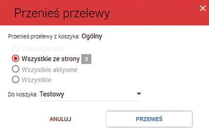dodawania przelewu po wybraniu ikony DATUJ - umożliwia grupową