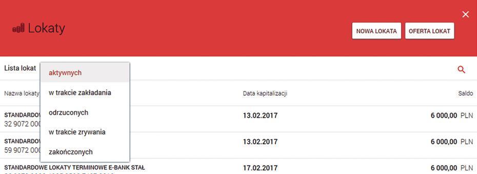 www.bsduszniki.pl LOKATY Miniaplikacja Lokaty zapewnia dostęp do lokat użytkownika.