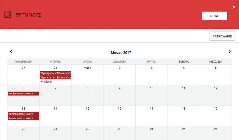 Widżet Terminarz pozwala przeglądać skrócone informacje na temat pojedynczego wydarzenia w terminarzu.
