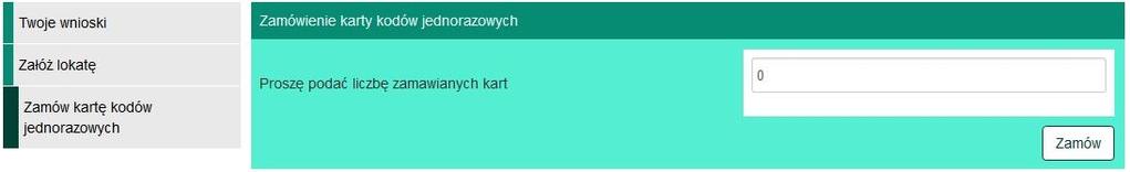 HASŁA JEDNORAZOWE Aby zamówić karty kodów jednorazowych służące do autoryzowania operacji w bankowości elektronicznej, należy w menu bocznym modułu Wnioski wybrać opcję Zamów kartę kodów