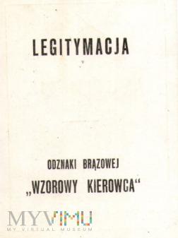 LEGITYMACJA NADANIA BRĄZOWEJ ODZNAKI WZOR KIEROWCA