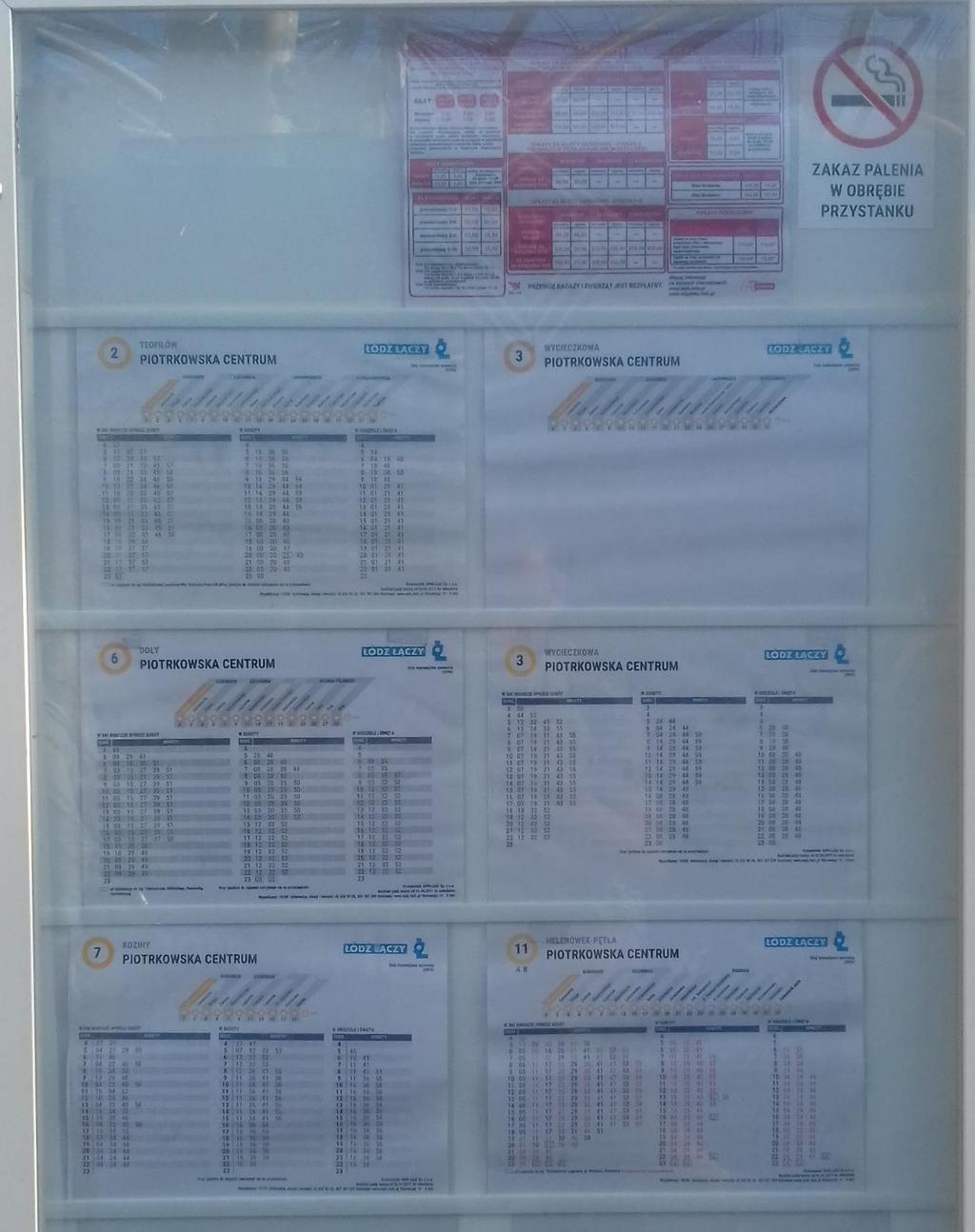 10.1.1. Informacja na przystankach Informacja na przystankach zawiera przede wszystkim rozkłady jazdy linii obsługujących dany przystanek.