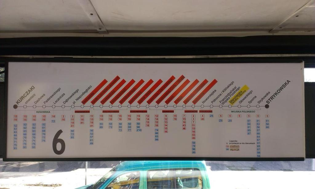 Rozwiązaniem charakterystycznym dla Miasta Łodzi jest również dodawanie oznaczeń kursów wariantowych do numeru linii np. 69A i 69B. Fot. 5.