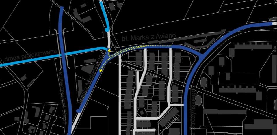 Przebudowa ul. Bł. Marka z Aviano 1. Skrzyżowanie ulic T. Mateckiego, bł. Marka z Aviano i Morasko; 2.