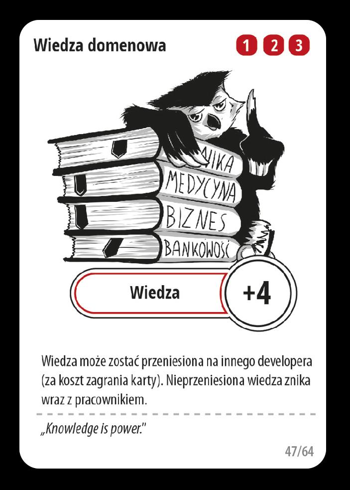 7 punktów za (2) zasoby! Dlaczego tak mało? Na tego pracownika można zagrać kartę wiedzy za (2) zasoby mniej (informuje o tym tekst na karcie).