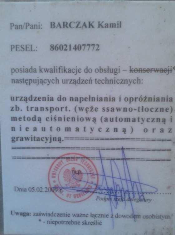 przewozu towarów niebezpiecznych. Doradcą może być osoba, która posiada ważne świadectwo doradcy odpowiednio w zakresie przewozu drogowego towarów niebezpiecznych.