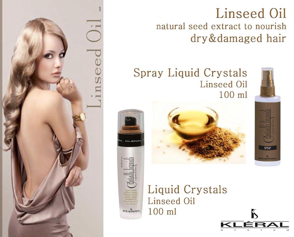 Semi Di Lino kryształki spray 80ml lub fluid 30,80ml Dzięki właściwościom nawilżającym olejku z siemienia lnianego kryształki w spray zapobiegają efektowi plątania się, nadając połysk przesuszonym