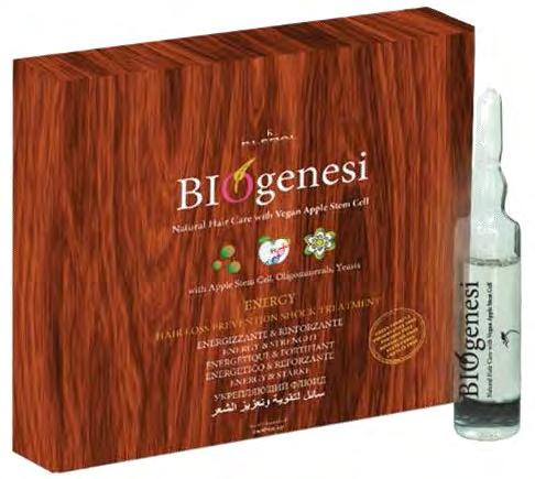 Biogenesi Energy 8ml x 7 ampułki do włosów wypadających z zawartością komórek macierzystych jabłoni, drożdży i minerałów siarki, miedzi i żelaza.