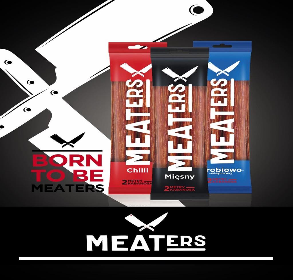 NASZE NOWOŚCI PRODUKTOWE Meaters nowa marka kabanosów od Animex Naszedł czas na propozycję dla urodzonych mięsożerców! Od marca oferujemy 2 metry kabanosa pod nową marką MEATERS.