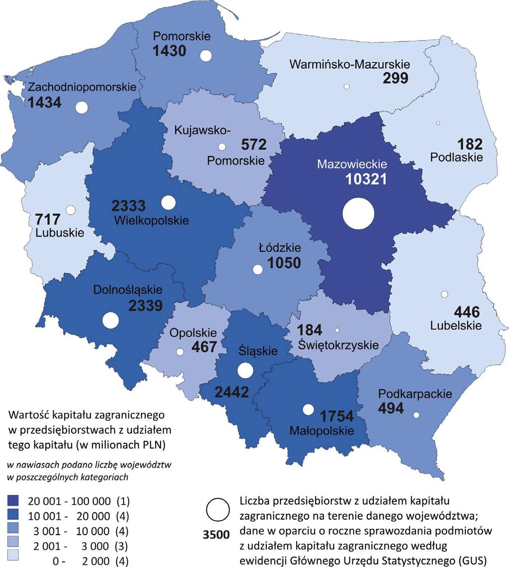 1. Przedsiębiorstwa z udziałem kapitału zagranicznego... W województwie łódzkim na koniec 2014 roku zarejestrowanych było 3 166 spółek z udziałem kapitału zagranicznego.