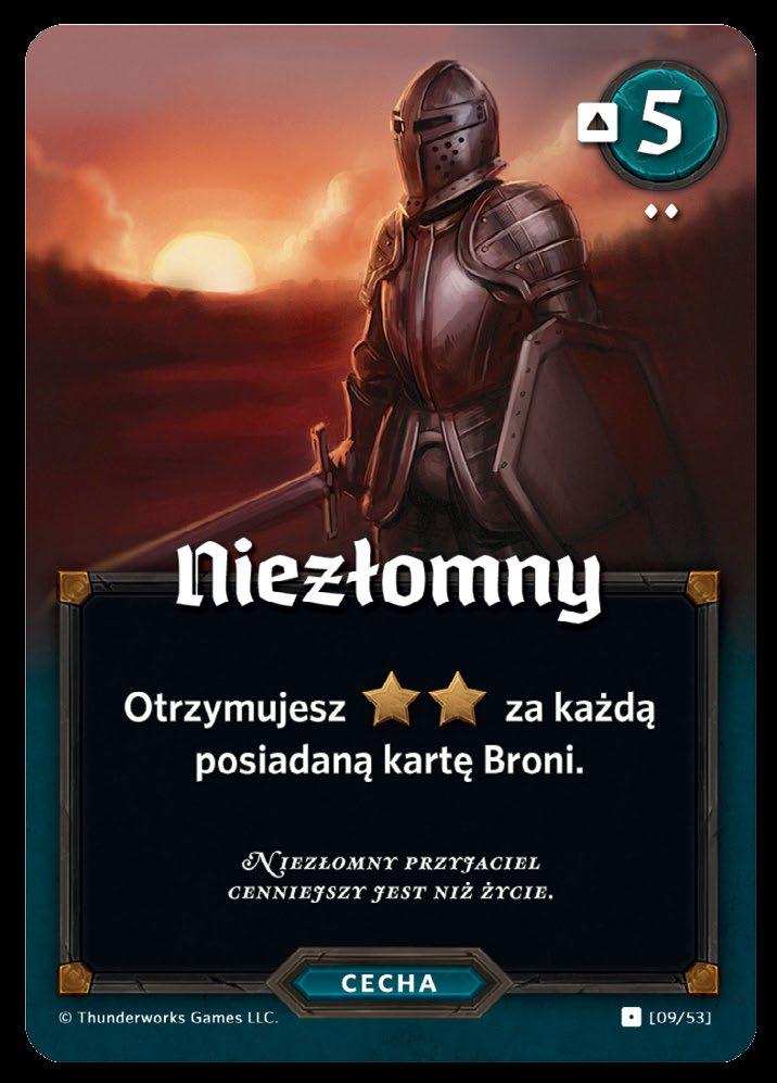 1 2 Karty Rynku Podczas gry gracze kupują karty Rynku, aby rozwijać swoich bohaterów. 3 1. Nazwa karty Charakteru 2.