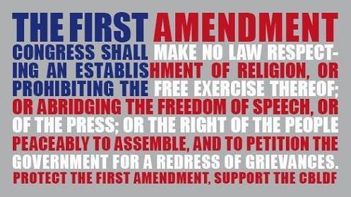 Congress shall make no law respecting an establishment of religion, or prohibiting the free exercise thereof; or abridging the freedom of speech, or of the press; or
