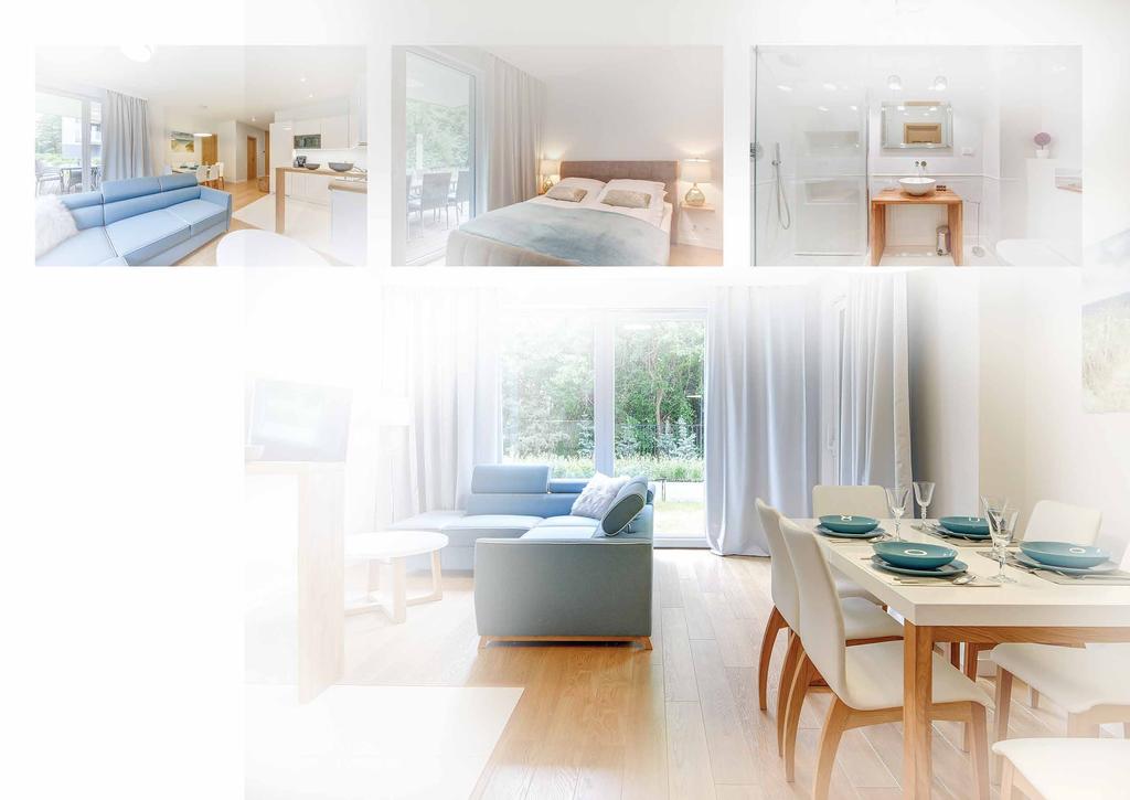 Apartament Morski 1-6 Osób 66 m2 3 Pokoje Parter z ogrodem Nowoczesny, piękny i przestronny apartament. Pierwsza sypialnia z podwójnym, wygodnym łóżkiem, oraz wyjściem na taras.