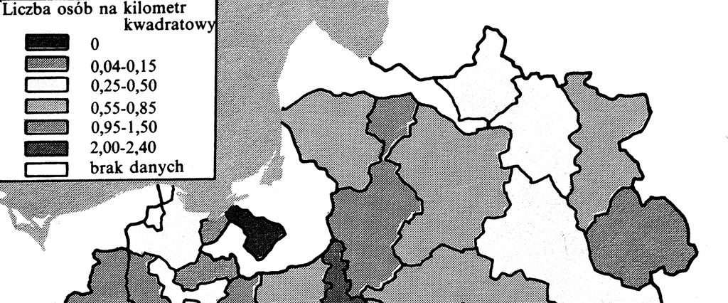 Z badań nad mapą wyznań i religii Rzeczypospolitej przed pierwszym rozbiorem Polski Mapa 2. Żydzi w latach 1764-1766 Źródło: Jerzy Kłoczowski, Dzieje chrześcijaństwa polskiego, t. 2, wyd.