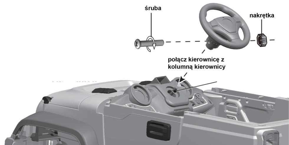 Przełóż zagięty koniec kolumny kierownicy przez otwór w połączeniu