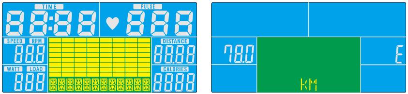 CALORIES PULSE RPM WATT MANUAL PROGRAM CARDIO Zakres 0.0 ~ 99.9 Wyświetla spalone kalorie podczas treningu. Zakres 0 ~ 999 Wyświetla puls serca podczas treningu.