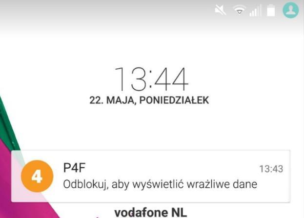 Na ekranie pojawi się również powiadomienie, że otrzymałeś od nas