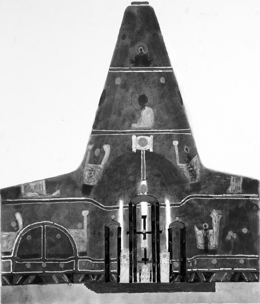 Ewa Zalewska Projekt polichromii i ikonostasu soboru pw. Trójcy Świętej w Hajnówce (gwasz na papierze), 1970, Jerzy Nowosielski. Własność prywatna. Fot. G. Dąbrowski.