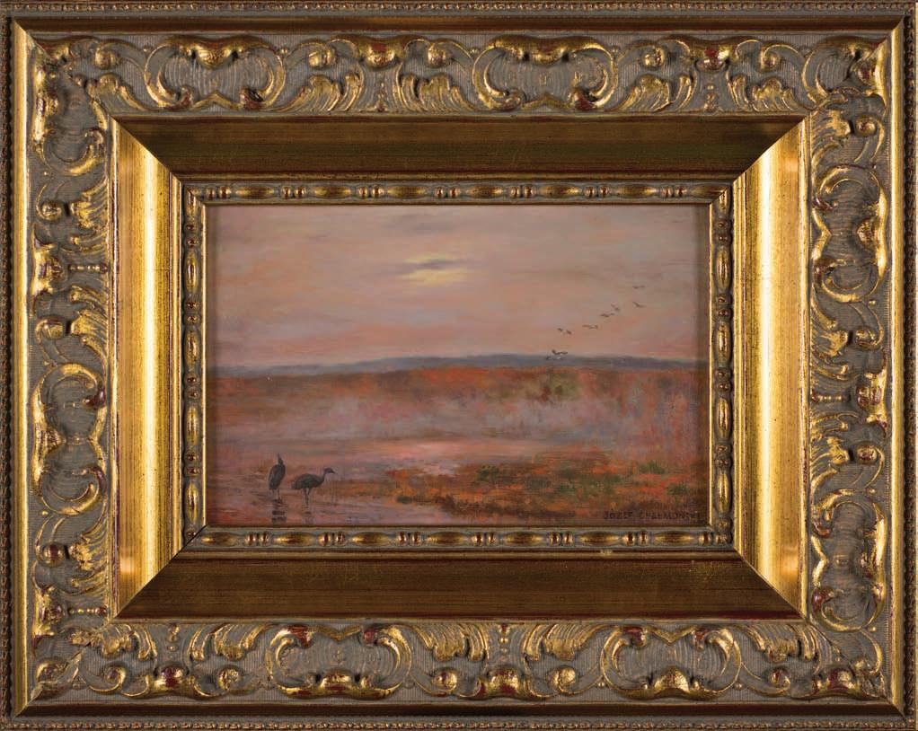 31. józef chełmoński 1849-1914 Pejzaż olej, deska, 14,5 x 23 cm, sygn. p.d.: józef chełmoński.