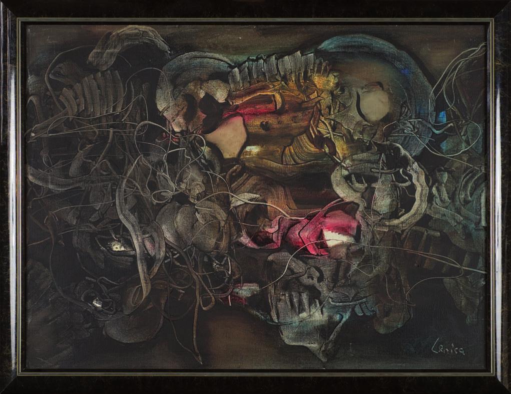 55. Alfred lenica (1899-1977) KoMPozycja olej, płótno, 53,5 x 72 cm, sygn. p. d. lenica, na odwrocie: a lenica Warszawa 1971. 32.
