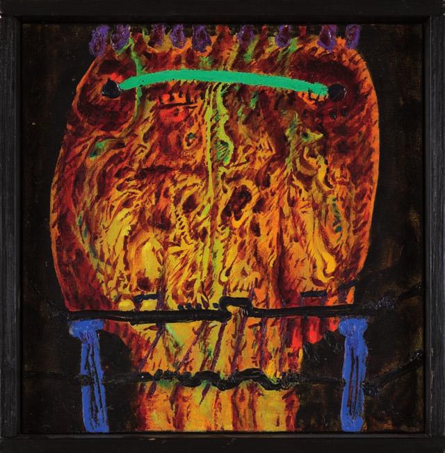 57. tadeusz BRZOZOWSKI (1918-1987) KlaKieR olej, płótno, 35 x 34 cm, sygn. na odwrocie: t. Brzozowski / 1973 oraz opis autorski na odwrocie, naklejka: Städtische Kunsthalle Mannheim, 3.11. 2.12.