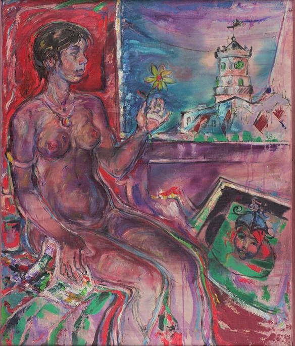Edward KIEFERlIng (1933-1998) dziewczyna W oknie akryl, płótno, 120 x 100