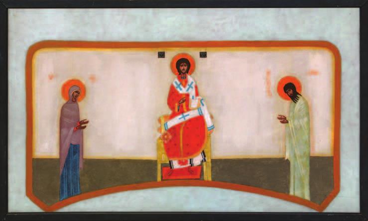 Jerzy Nowosielski, Deesis, akryl i płótno na dykcie, 70 x 120