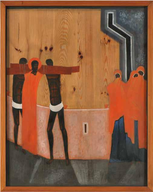 11. Jerzy Nowosielski, Droga Krzyżowa Stacja VIII: Pan Jezus pociesza płaczące niewiasty, akryl na desce, 105 x 84