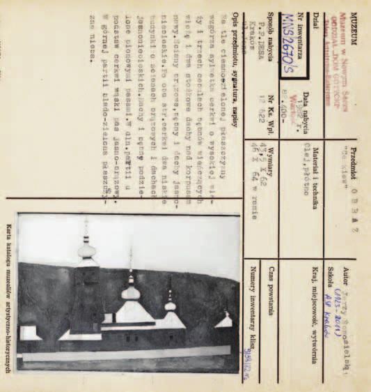 Karta inwentarzowa z fotografią obrazu Jerzego Nowosielskiego Cerkiew, Muzeum