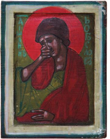 Pierwszy z nich namalowany w 1962 roku i kilka lat później ofiarowany o. Placydowi jest dwustronny: zależnie od okresu roku liturgicznego eksponowana jest strona Ukrzyżowania lub Zmartwychwstania.