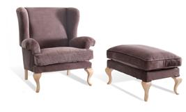 CHESTERFIELD 3 + 1 tkanina na zdjęciu: PRIMA 7 CHARME FOTEL + PUF tkanina na