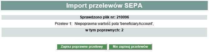 Dokumentacja użytkownika systemu def3000_ceb Rozdział 5 Opis f importu i eksportu danych W przypadku wystąpienia błędów w pliku z danymi przelewów system poinformuje o tym fakcie stosownymi