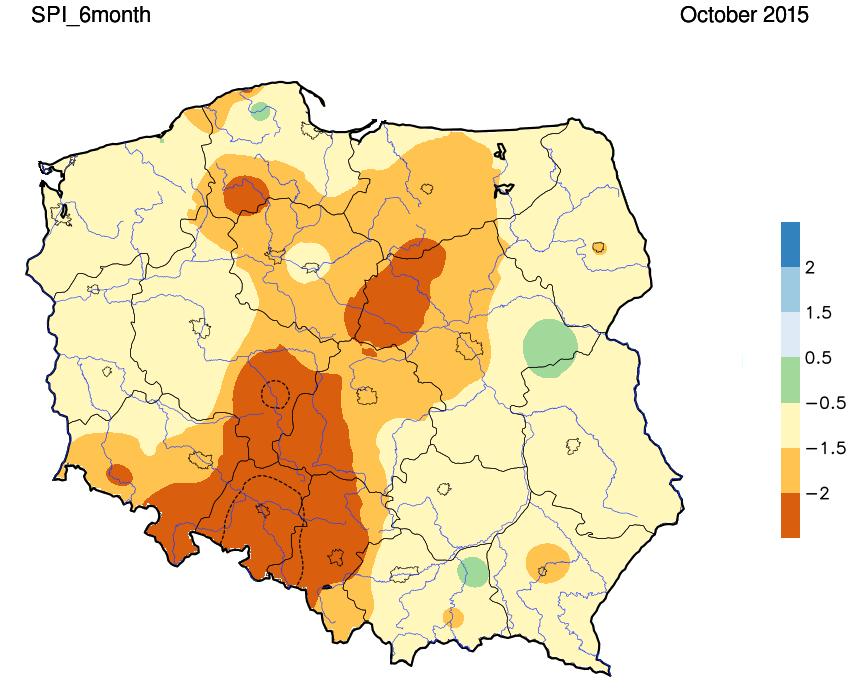 tytuł slajdu 22 ROZKŁAD PRZESTRZENNY SUSZY - SPI Standaryzowany Wskaźnik Opadu [McKee et al.