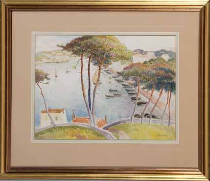 19. Jan Rubczak (1884 1942) Port w Audierne gwasz, ołówek/papier 36 x 51 cm sygn. p.d.: J.