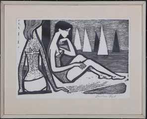 68. Zdzisław Król (ur. 1921) Na plaży drzeworyt/papier 29,5 x 41,5 cm w świetle passe-partout sygn. p.d.: Zdzisław Król cena wywoławcza: 550 zł estymacja: 600 800 zł 69.