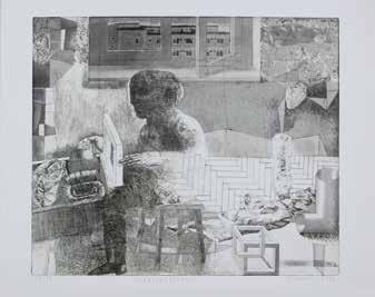 jest autorstwa Jonasza Sterna/Barbara Jaroszyńska-Stern/marzec 2016 Abstrakcja drzeworyt/papier 14,7 x 11,8 cm sygn.
