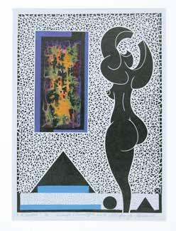 101. Henryk Płóciennik (ur. 1933) W galerii 2009 linoryt, monotypia/papier 47 x 34 cm w świetle passe-partout sygn.