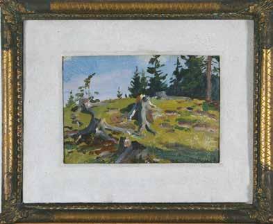 5. Wojciech Kossak (1856 1942) Ścięte pnie olej/tektura 15 x 21 cm w świetle