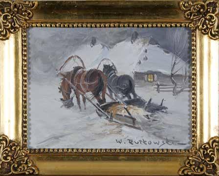 10. Wojciech Kossak (1856 1942) Kasztanowy koń 1917 olej/tektura 16 x 22 cm w świetle