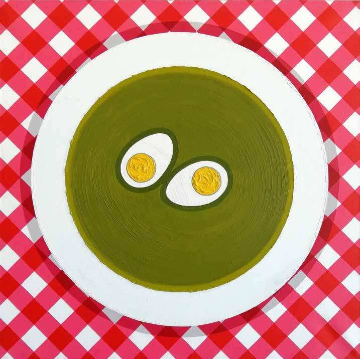 Szczawiowa z jajkiem / Sorrel Soup with Egg Technika mieszana na płótnie, 80x80