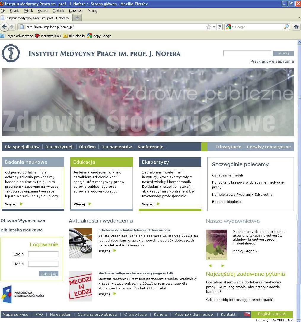 1. Dane kontaktowe Instytut Medycyny Pracy im. prof. dra J. Nofera ul. św.