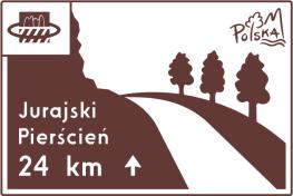 Zadanie 6. Przedstawiona na rysunku tablica, umieszczona w pasie drogowym, informuje o zabytku przyrody. wjeździe na przełęcz. samochodowym szlaku turystycznym.