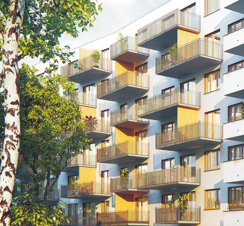 Ryc. 7. Widok osiedla Mickiewicza w Warszawie; źródło: Skanska Residential Development Poland Sp. z o.o. http://mieszkaj.skanska.pl/mickiewicza [dostęp: 06.2017] Fig. 7. View of the housing estate Mickiewicza in Warsaw; source: Skanska Residential Development Poland Sp.